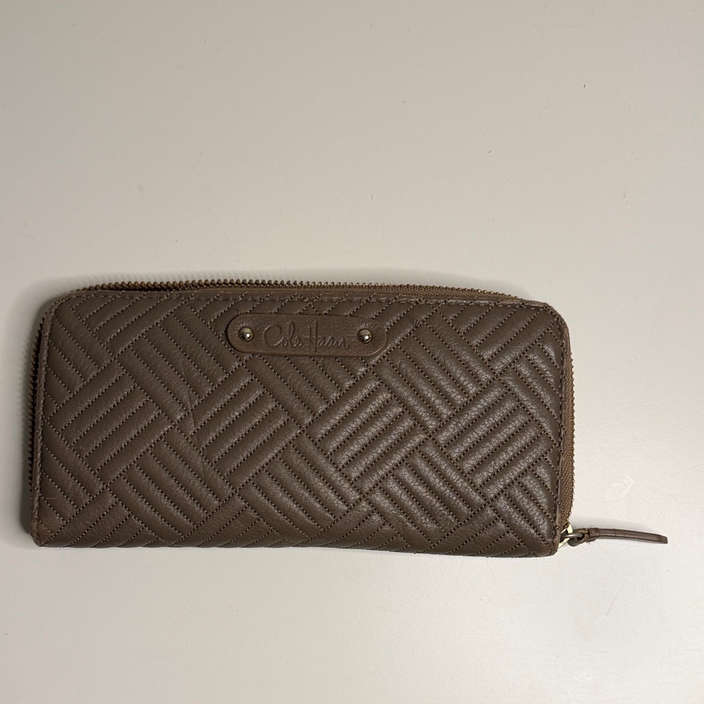 Cole Haan Quilted Gold Zip Wallet